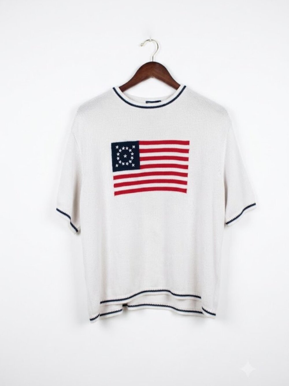 Vintage Knit Betsy Ross American Flag graphic (13 stars in a circle) XL